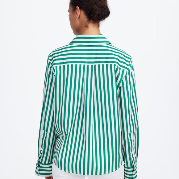 Madewell Easy Y-Neck Button-Up Shirt in Verdant Green XS - Picture 4 of 9